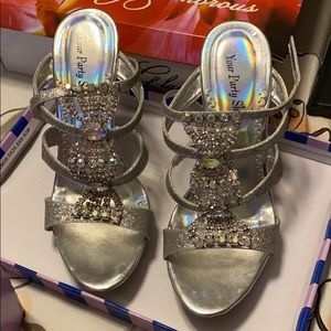 Silver Prom Heels